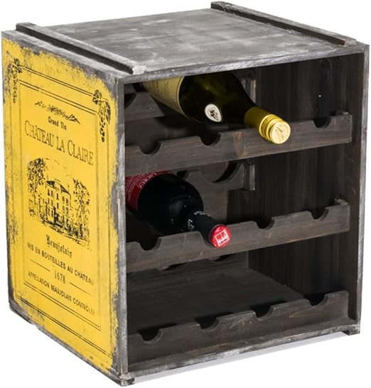 Pureday Weinregal Weinkiste Claire stapelbar Shabby Chic Holz ca. B36 x