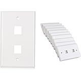 Cable Matters 10-Pack Low Profile 2-Port Keystone Jack Wall Plate in White