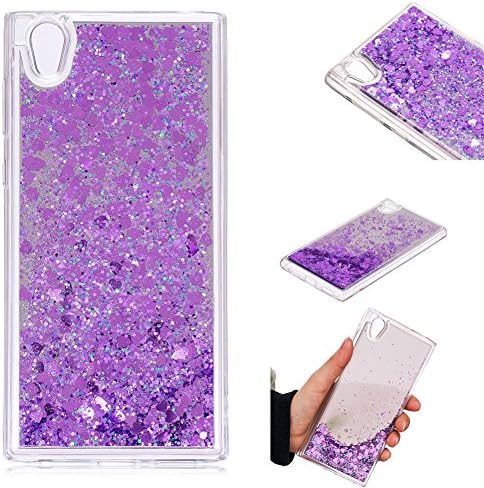 Sony Xperia L1 Case, Ngift [Smooth Mirror] Bling Sparkle 3D Creative Liquid Quicksand Floating Flowing Glitter Design Soft TPU Case Cover for Sony Xperia L1 [Purple]