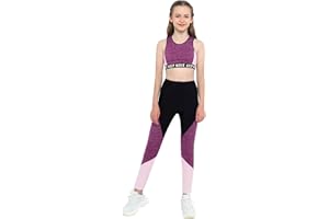 Loloda Kids Girls' 2 Piece Dance Outfit Crop Top and Athletic Leggings for Yoga Workout Gymnastics