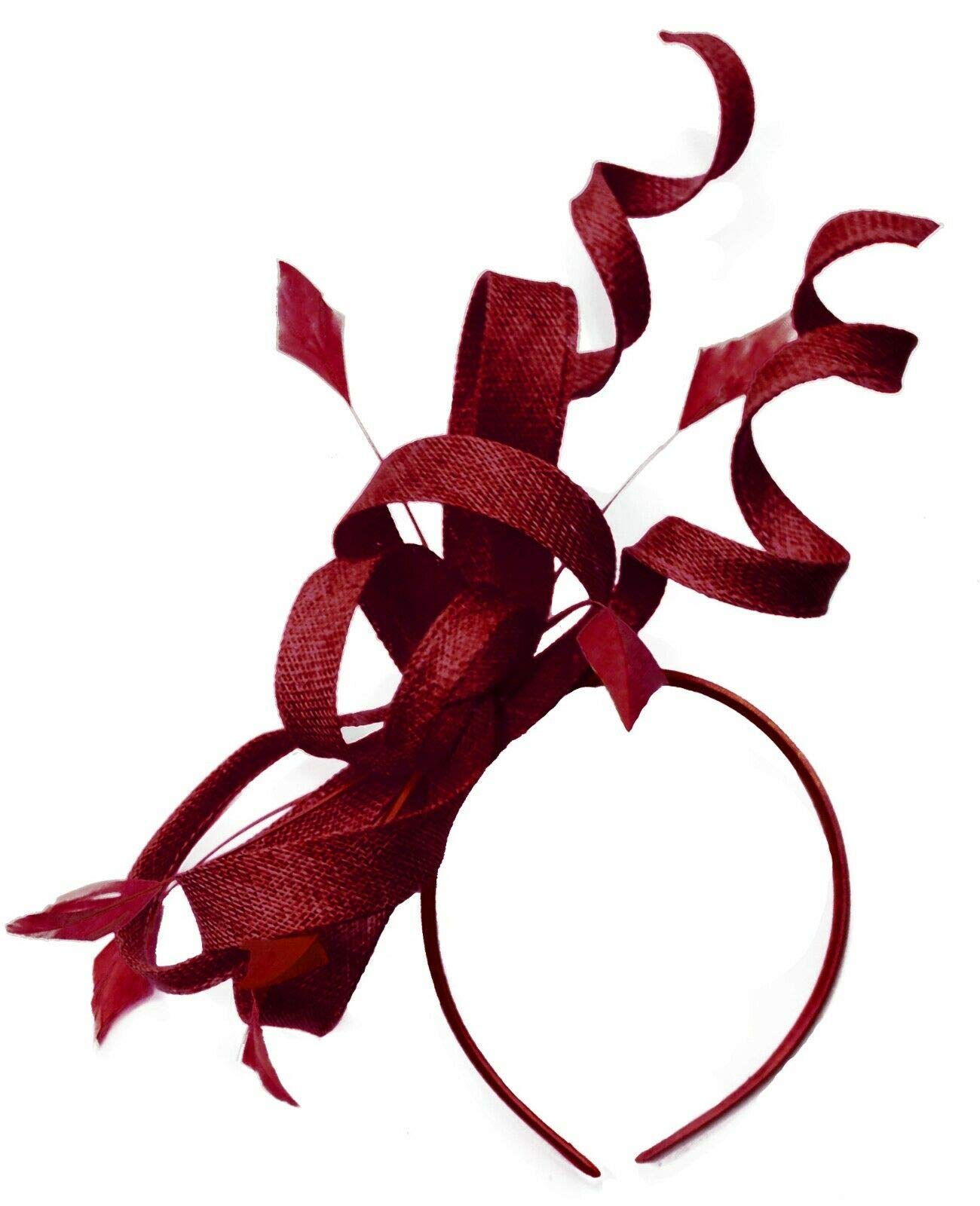 Caprilite Sinamay Headband Swirl Fascinator For Women Wedding Ascot Races (Burgundy) — image 1