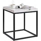 CENSI White Marble Accent End Table/Side Table, 18-Inch | Extra Thick 1.6" Honey-comb Wood Top
