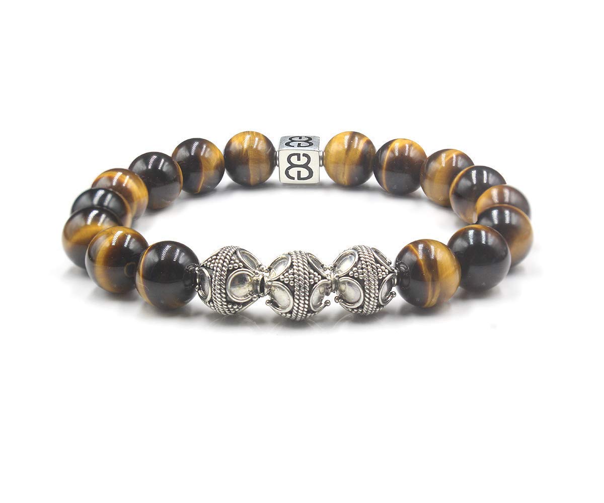 Men's Tiger's Eye Bracelet, Tiger's Eye and Sterling Silver