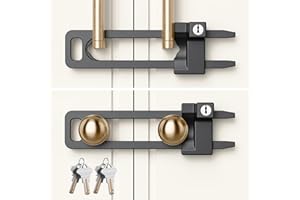 AST Keyed Cabinet Lock, 2 Locks 4 Keys Keyed Alike, Effective Childproof Cabinet Latch to Lockout Knobs and Handles, For Kitchen drawer Storage Cupboard Closet, Adjustable, Made of Metal (Matte Black)