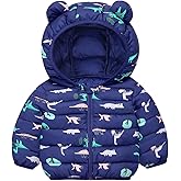 AIWUHE Baby Winter Hooded Down Jacket Boys Girls Light Warm Puffer Coats Toddler Bear Ears Zipper Up Down Coats Outwear 6M-4T