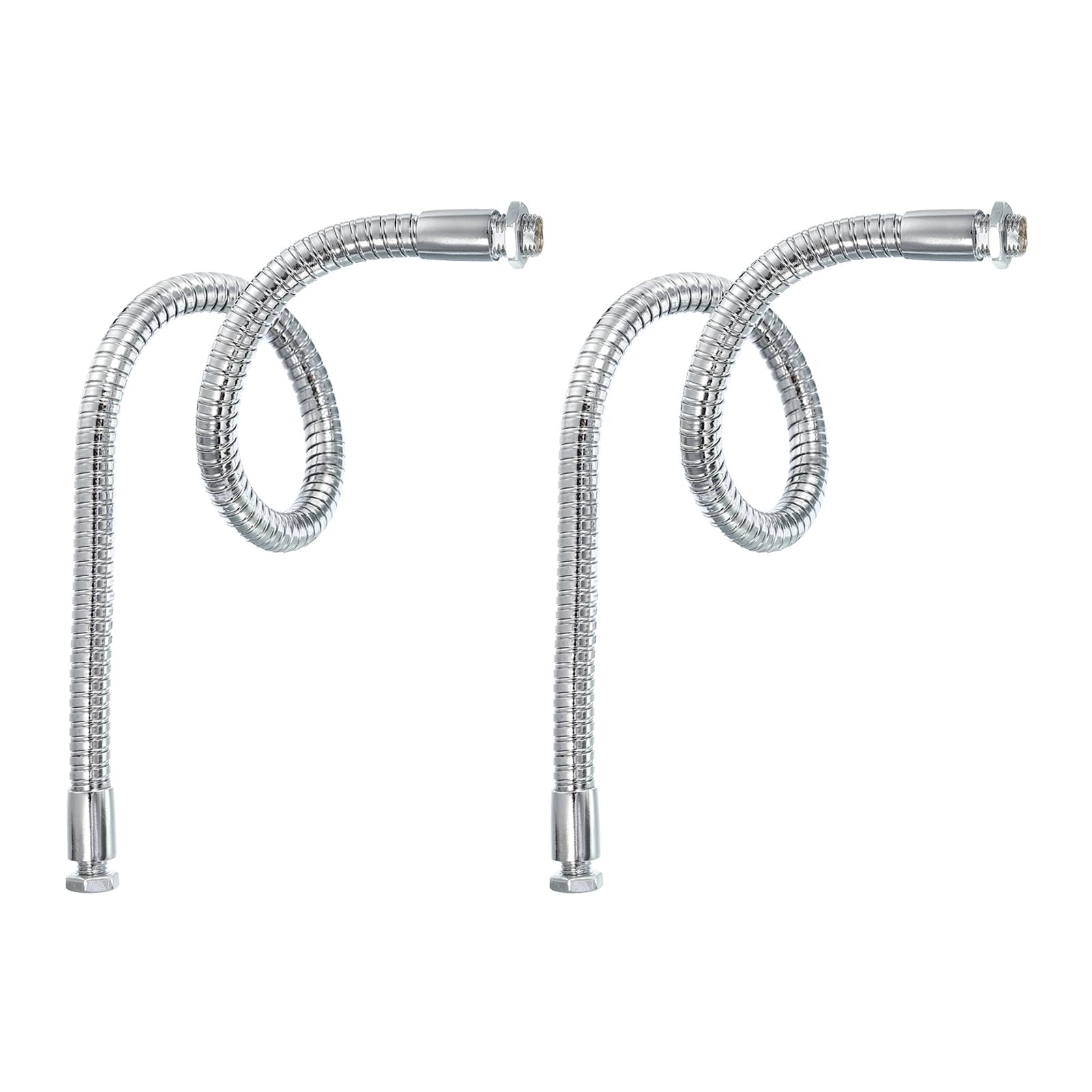 PATIKIL 15.7" Universal Gooseneck Hose, 2Pcs M10/M8 Fine Thread 10mm Metal Bendable Flexible Arm Gooseneck Tube Extension for Multifunction DIY, Silver Tone