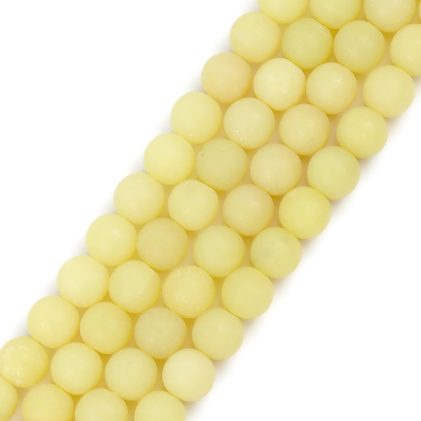 Natural Forested Matte Yellow Lemon Jasper Gemstone Semi Precious Round 8mm Beads for Jewellery Making DIY Bracelet Necklace Crafts 15''