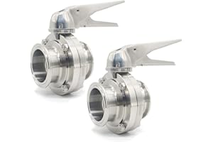 QiiMii Sanitary Stainless Steel 304 Tri Clamp Butterfly Valve with Trigger Handle and EPDM Seal, 2" Tube OD(2 Pack)