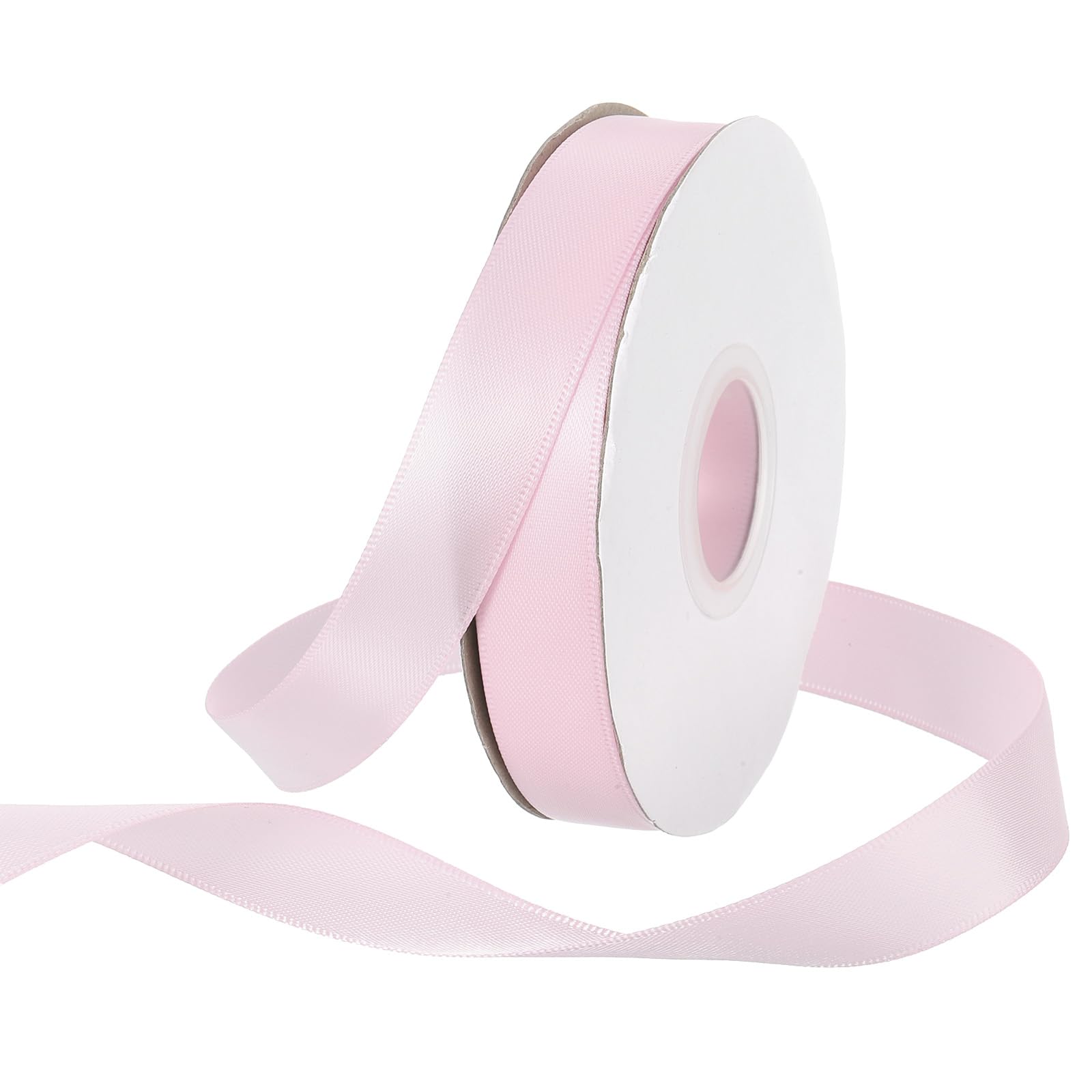 Rebower 15mm Satin Ribbon 23m Thick Double Face Grosgrain Silk Ribbon, [for Gift Wrapping, Hair Bows, Wedding, Cake, Flower] - 25 Yard/75ft/ Pale Pink