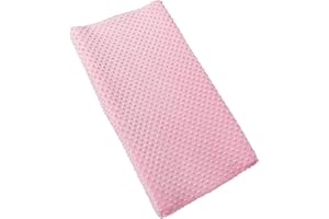 AULLAR Solid Changing Table Pad Cover Cradle Sheet, Fits 32"/34''x16 Contoured Diaper Changing Pad, Ultra Soft Cozy Dots Plush Changing Table Covers, Breathable Wipeable Removable (Candy Pink)