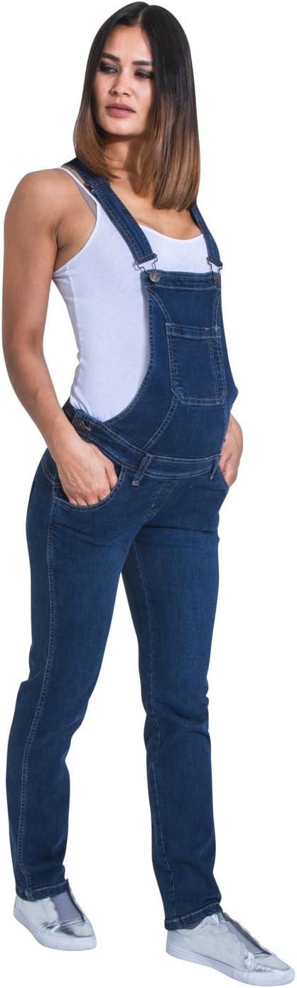 Uskees Maternity Dungarees - Darkwash Denim Blue Pregnancy Overalls Maternity Fashion Grace