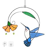Hummingbird Stained Glass Window Hanging - Hand-Painted 3D Suncatcher with Vibrant Colors, Garden Art Gift for Bird Lovers & Home Decor (Blur Hummingbird)