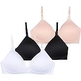 Tahari Girls 3-Pack Molded Wireless Bras Nude, Black, White, 30A