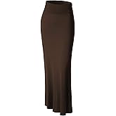 Made By Johnny Women's Solid Basic Lightweight Floor Length Flare Long Maxi Lounge Skirt (S~3XL)