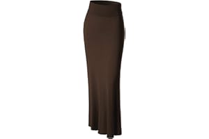 Made By Johnny Women's Solid Basic Lightweight Floor Length Flare Long Maxi Lounge Skirt (S~3XL)