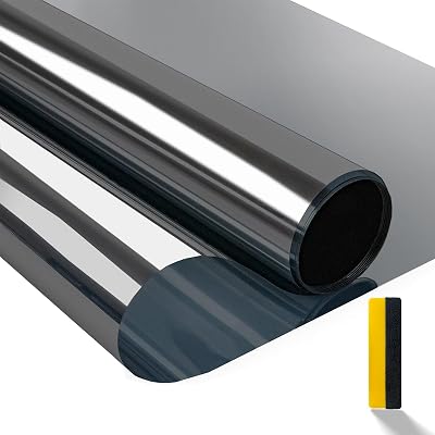 Zindoo One Way Window Film Reflective Privacy Sun Block 90x200cm Black/Silver