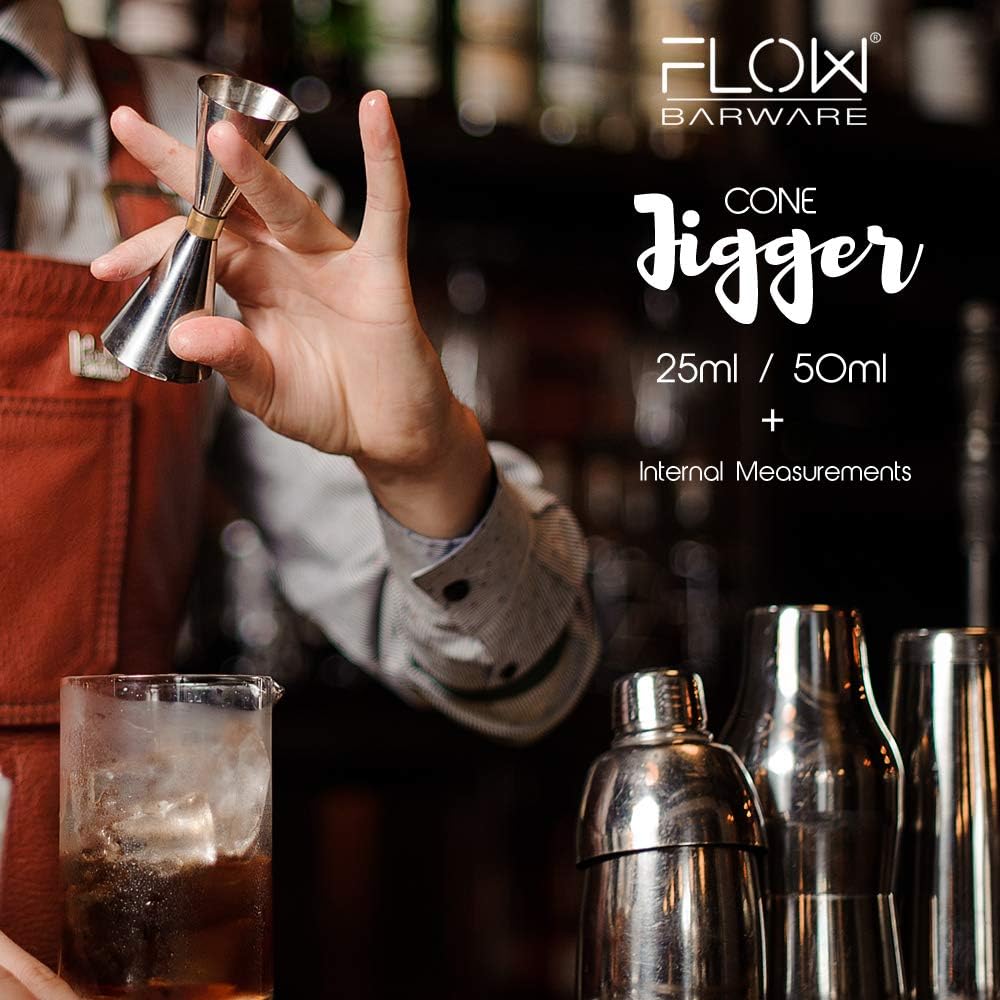 FLOW Barware Cone Spirit Measure, 10-in-1 Jigger, Silver, 11cm x 5cm x 5cm - Image 4