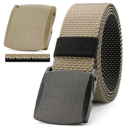JASGOOD Men Belt Reversible Belt Nylon Belt Outdoor Hiking Belt Unisex Belt Tactical Belt 1.5" Wide Belt with Standby Plastic Nickel Free Buckle Up to 48"
