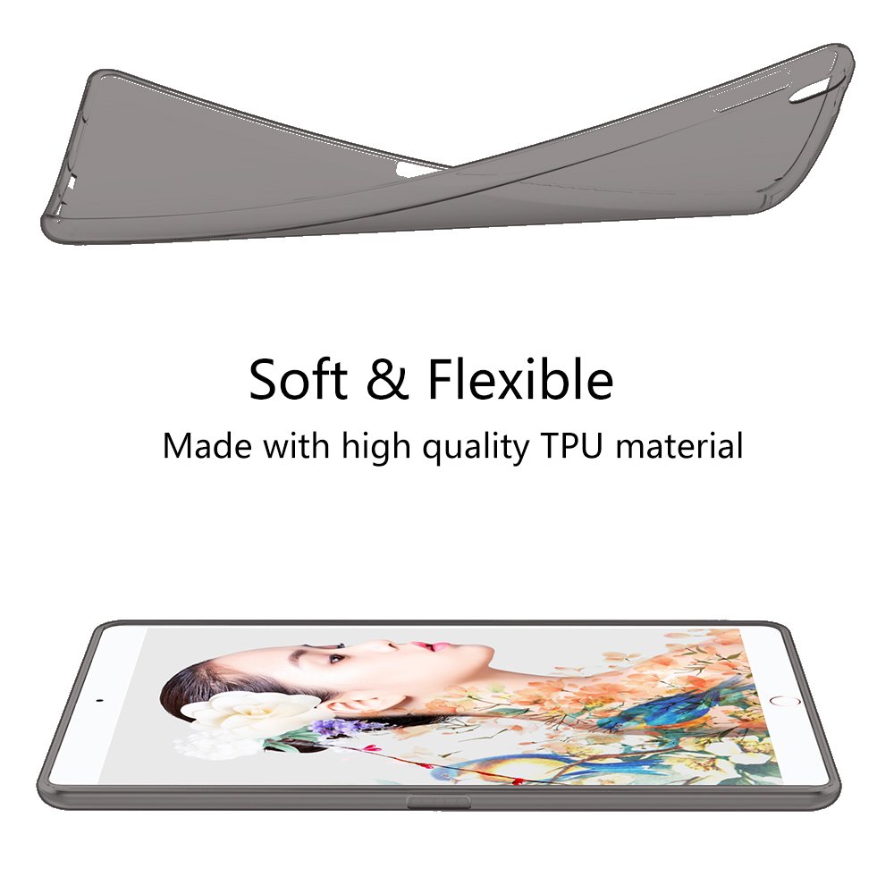 HBorna Cover per iPad Pro 10.5 2017 Custodia, Custodia [Crystal Clear] Case Flessibile Silicone TPU Trasparente [Ultra sottile] [Leggera] Cover per Apple iPad Pro 10,5 Pollice - Grigio