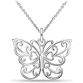 SEA OF ICE Silver Butterfly Necklace – 18 Inch Sterling Silver Butterfly Chain – Elegant Filigree Pendant Necklace for Women– Skin Friendly Necklaces Aesthetic Ideal for Party, Everyday Wear