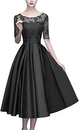 black tea length cocktail dress