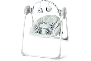 ASKCAT Baby Swings for Infants, Portable Baby Swing Folds Easy with Adaptable Speed, Music,Timer,Baby Swing Indoor/Outdoor,Infant Swing for Babies 0-6 Months 6-20 lbs Grey