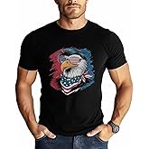 Eagle Flag Men's Graphic T-Shirt, Casual Short Sleeve Men's Printed Tee, Bird Summer Crewneck Top, Trendy Gift for Men