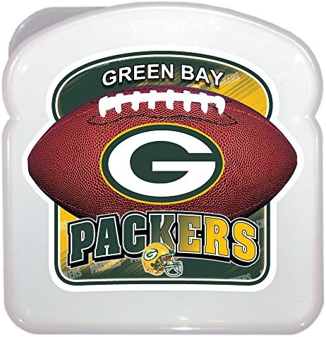 LaMi Products NFL Team Licensed BPA Free Anti Squish Sandwich Storage Box, Packers
