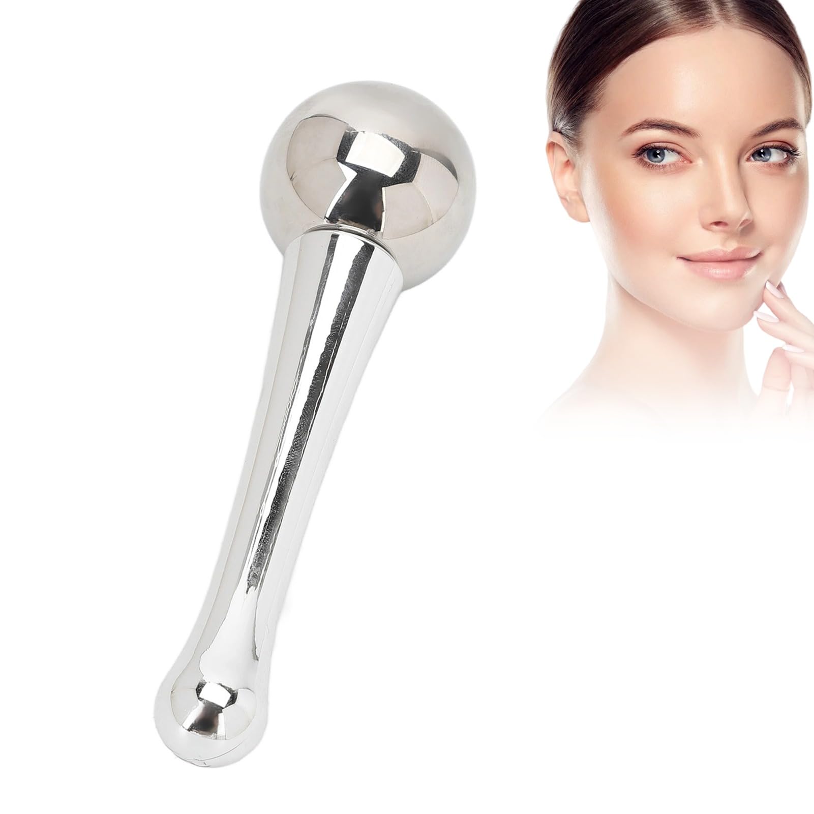32mm Ice Globe, Stainless Steel Cooling Roller Reduce Swelling Wrinkles Puffiness Dark Circles Portable Eye Roller Stick Skin Care Supplies for Instantly Shining Skin