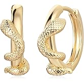 MYEARS Women Earrings Gold Huggie Hoop 14K Gold Plated Small Simple Hypoallergenic Everyday Jewelry - Sanke/Fox/Scorpion/Bird/Fishtail