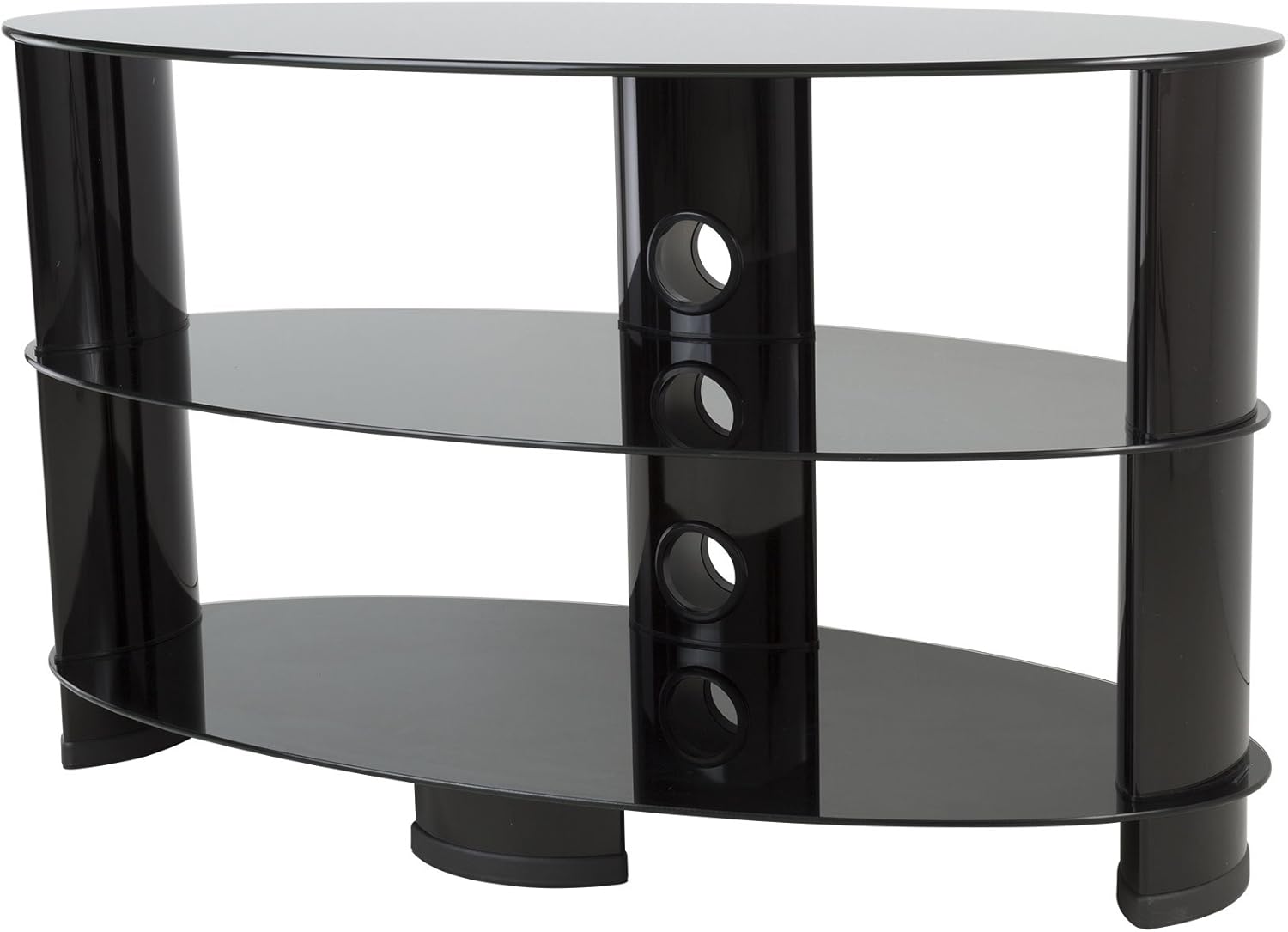 King Universal TV Stand Black Glass Oval 85cm suitable Amazon.co.uk
