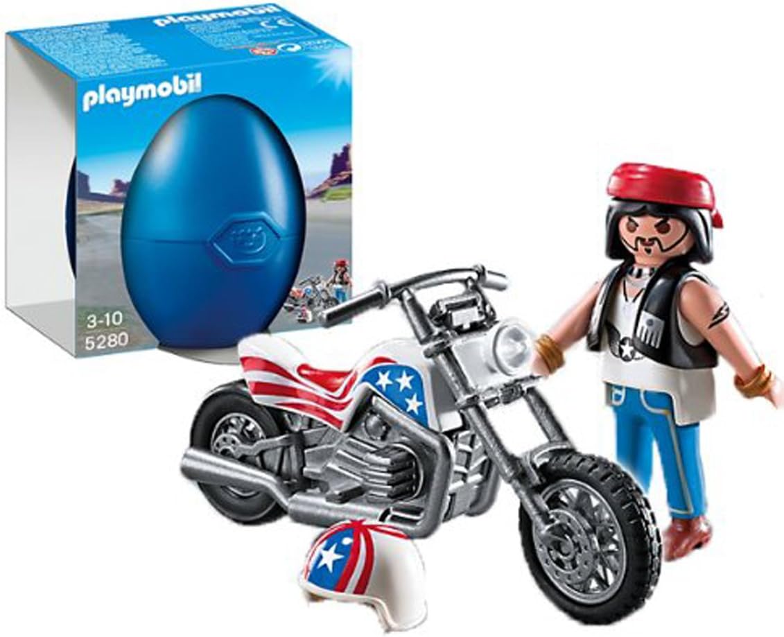 PLAYMOBIL Huevos - Motorista con Moto (5280): Amazon.es ...