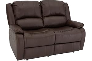 RecPro Charles Collection Recliner RV Sofa with Console and Cupholders | Zero Wall Loveseat for Camper | Wall Hugger Couch (Mahogany, 58")