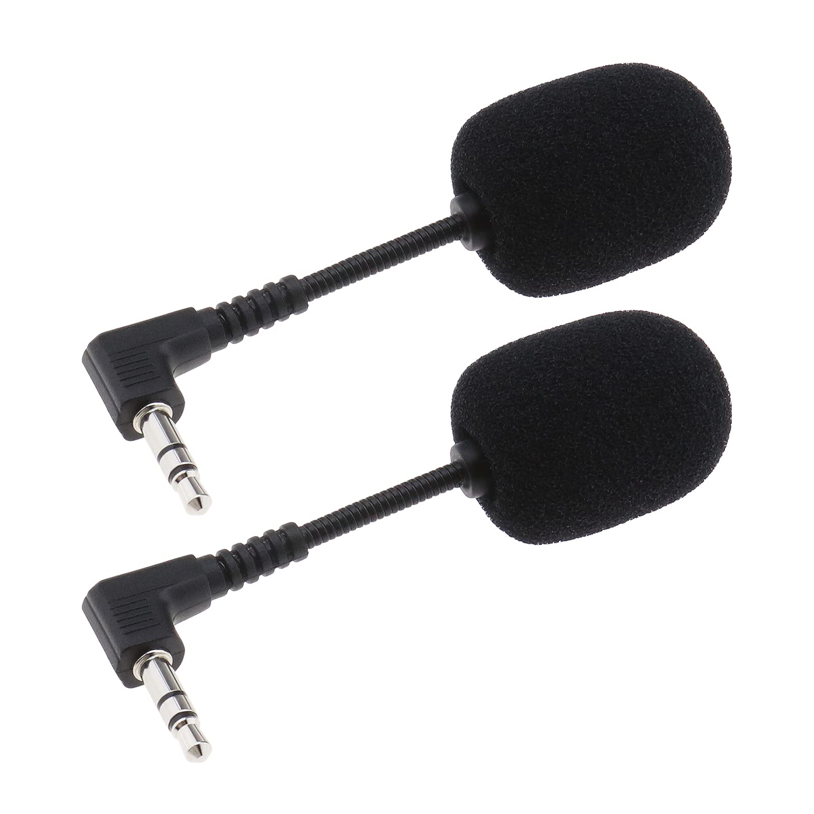 eMagTech 2Pcs 3.5mm Mini Microphone for Explainer Sound Card Desktop Computers with Sponge Cover 360 Degree Rotation Adjustable 3-Pole Stereo Plug and Play Portable