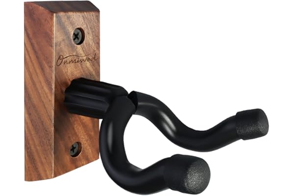Onmiwod Guitar Wall Mount, Black Walnut Wood Guitar Hanger, U-Shaped Guitar Wall Hanger Mount, Guitar Holder Hook Stand Wall for Acoustic, Electric Guitar, Banjo, Bass, for Guitar Player Men Boy