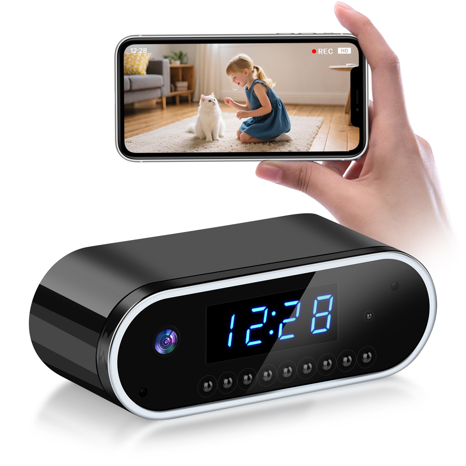 Photo 1 of Clock Camera Small Nanny Cam Mini Hidden Camera 1080P Full HD Smart WiFi Cam 140-Degree Wide Angle for Indoor Home Security