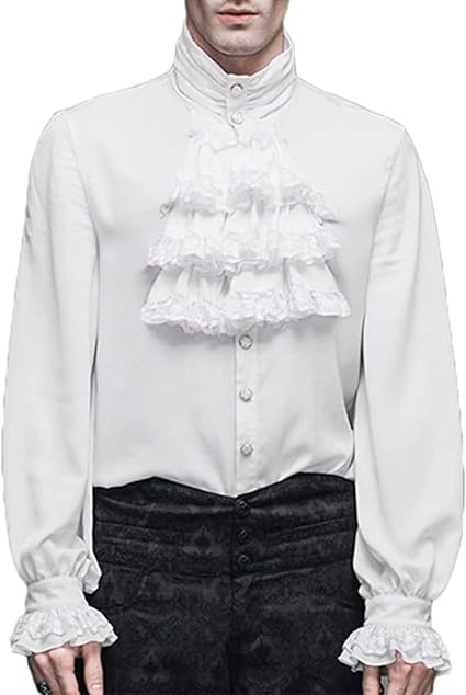 Chemise Médiévale Homme à Volants – Style Victorien, Manches Bouffantes, Uni | Pour Costume Renaissance, Steampunk, Halloween, Carnaval