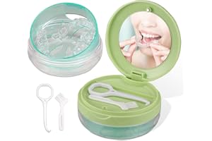 HEIGOEOST Denture Case, Leak Proof Denture Bath Case Cup Kit for Travel Cleaning, Denture Holder Box Bath Soaking Container for Women & Men with Mirror, Strainer, Removal Tool and Denture Brush(Green)
