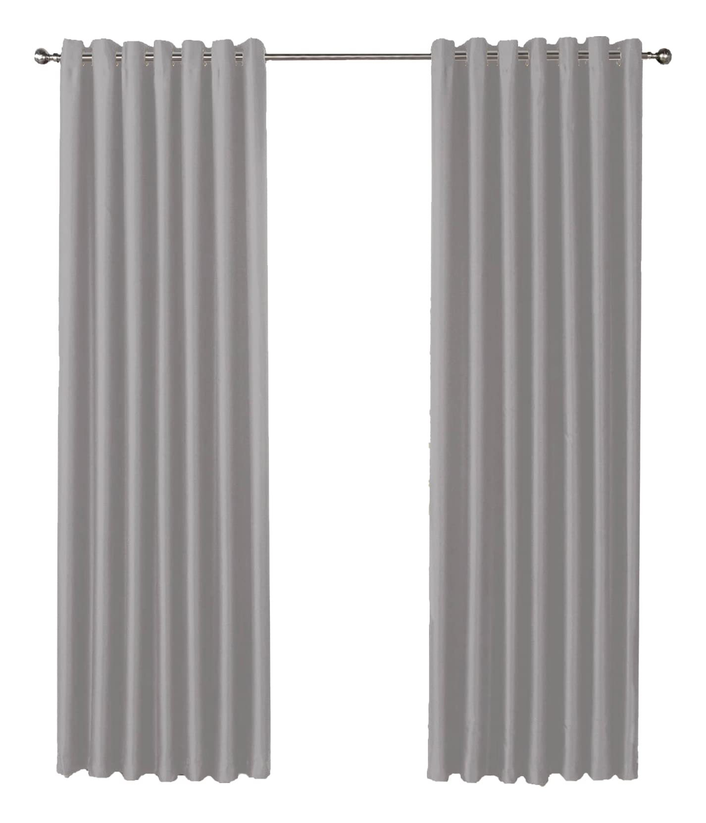 Olivia Rocco Blackout Eyelet Curtains Black Out Thermal Ring Top Curtain Pair Window Treatment Living Room Bedroom, 46" (Width) x 72" (Drop) Silver — image 1