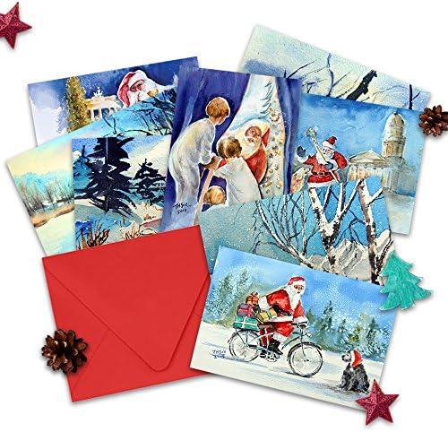 Assorted Watercolor Christmas Cards | Boxed Holiday Cards - Set of 8