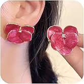 Orchid Earrings for Women Hot Pink Flower Earrings Lightweight Enamel Flower Earrings Orchid Stud Earrings Statement Floral Earrings Orchid Jewelry Accessories
