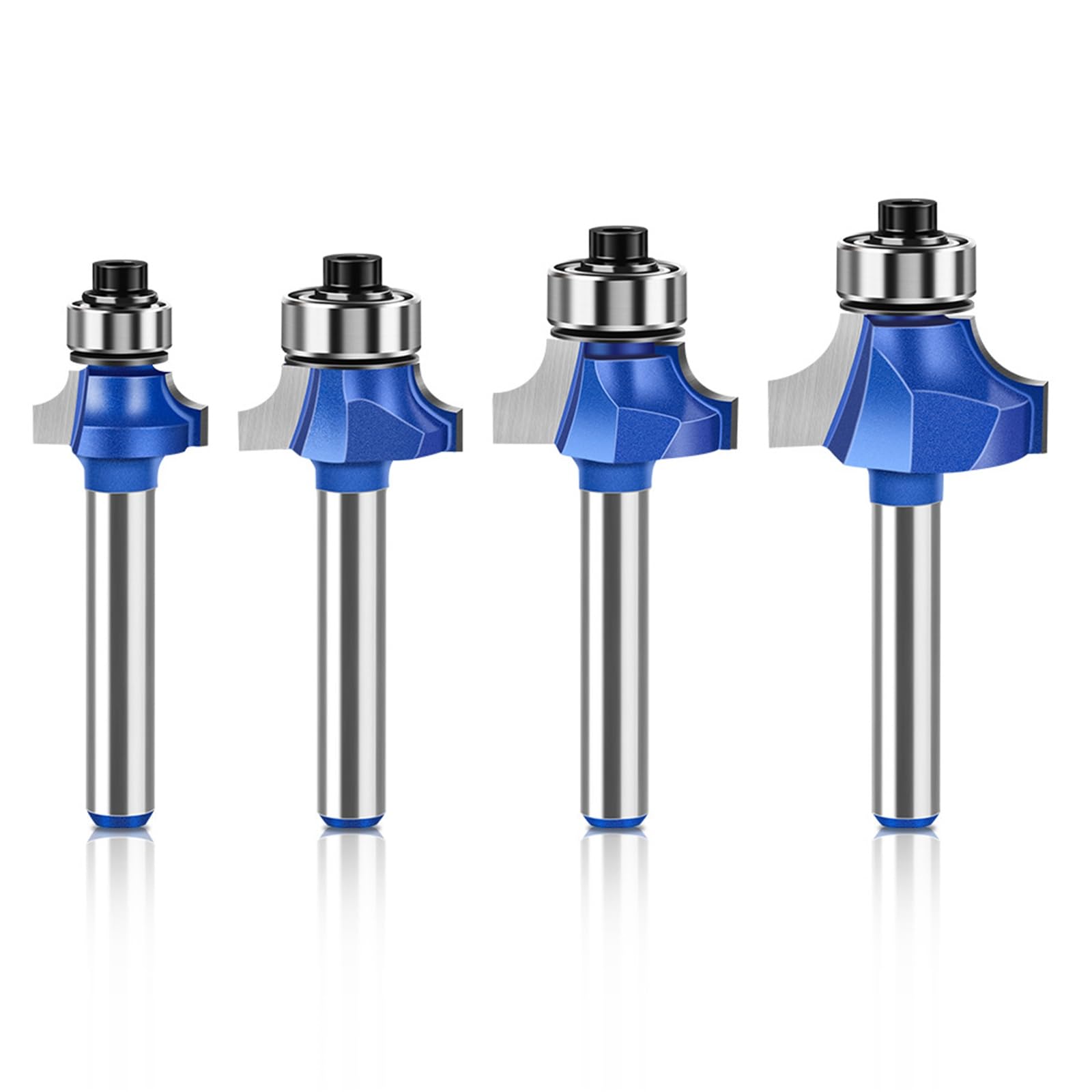 MACHSWON 4 PCS Round Over Router Bits 6mm Shank,Roundover Beading Router Bit Set,Tungsten Carbide Blades,Corner Rounding Edge-Forming,Round Over Edging Router Bits 3.17mm 3.96mm 4.96mm 6.35mm Radius