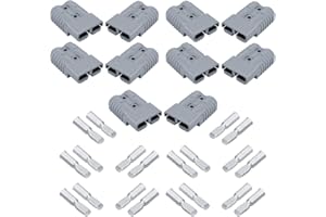 ANCHIMSR 10PC 175 Amp Battery Quick Disconnect Connector Plug, 1/0 AWG Jumper Cable Connector in Traction System Recovery Winch, 600V, Grey (10PCS 1/0 AWG)