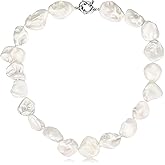 NABROJ Chunky Freshwater Pearl Choker Necklace Costume Jewelry for Women - Beaded White Pearl Collar Necklaces with Shell Accent,Valentines Day Gifts