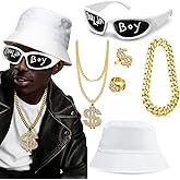 MEDOJO Hip Hop Costumes Kit 80s 90s 2000s Rapper