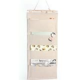 Co-link&Linen/Cotton Fabric Wall Door Cloth Hanging Storage Pockets Books Organizational Back to School Office Bedroom kitchen rectangle 4 Pocket Home Organizer Gift,13.8"W x 31.5"H