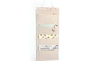 Co-link Linen/Cotton Fabric Wall Door Cloth Hanging Storage Pockets Books Organizational Back to School Office Bedroom kitchen rectangle Home Organizer Gift (4 Pockets)