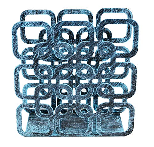 Turquoise Metal Square Shape Tabletop Napkin Holder, Freestanding Tissue Dispenser