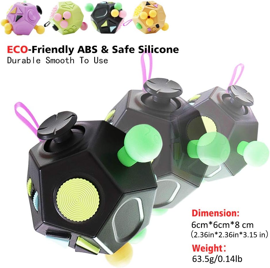 Amazon Com Vcostore 12 Sided Fidget Cube Dodecagon Fidget Toy For Children And Adults Stress And Anxiety Relief Depression Anti For All Ages With Adhd Add Ocd Autism Black Toys Games