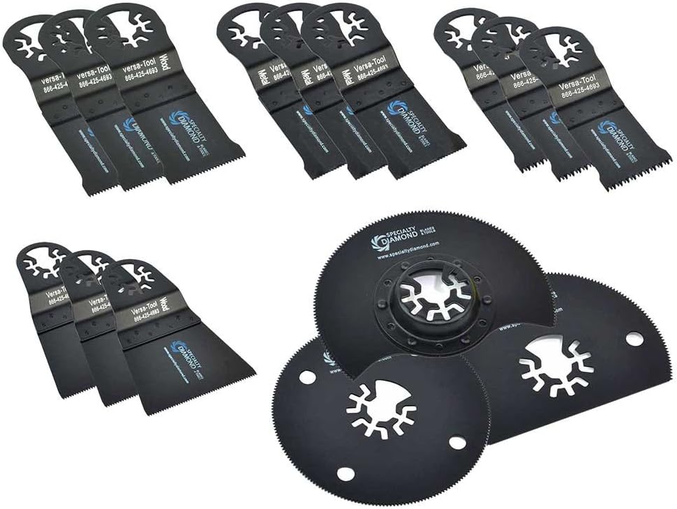 15 Piece 7 Types of Universal Oscillating Saw Blades Kit Fits Fein